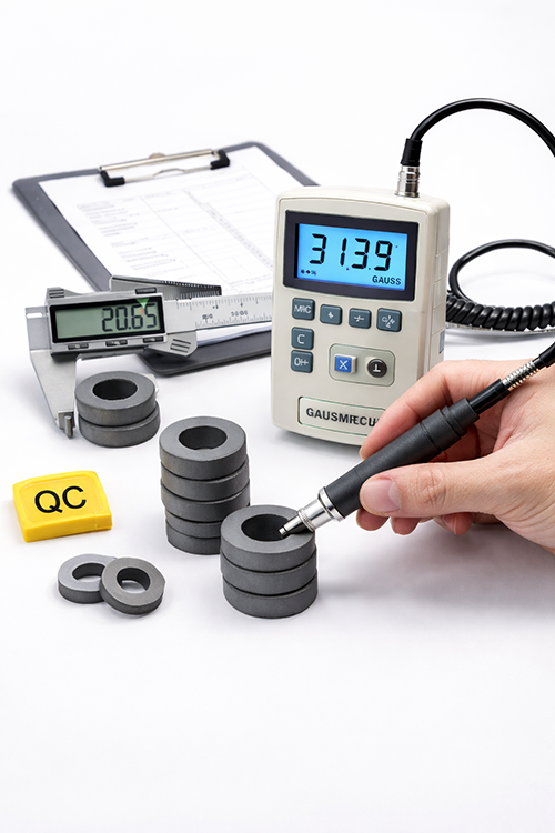 Ferrite magnets quality inspection magnetic testing