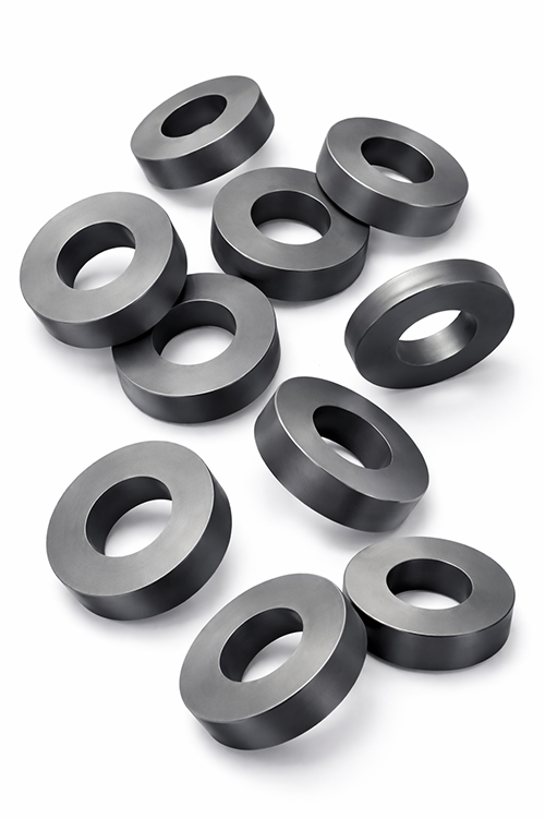 Ferrite magnet manufacturing process line: pressing sintering grinding